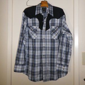 Western Shirt - Navy and White with Snaps